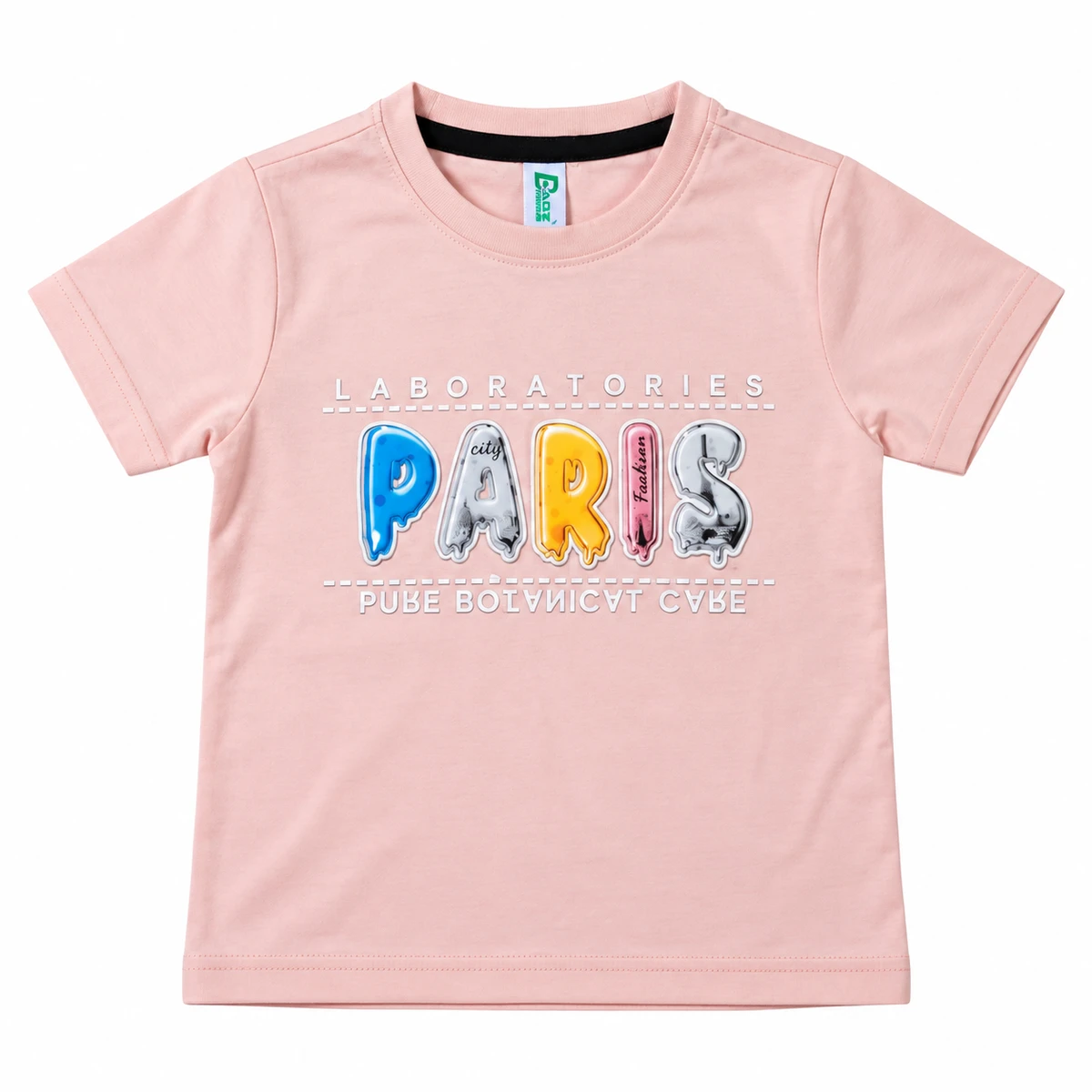 Kids Pink PARIS Round Neck T-Shirt for Boys