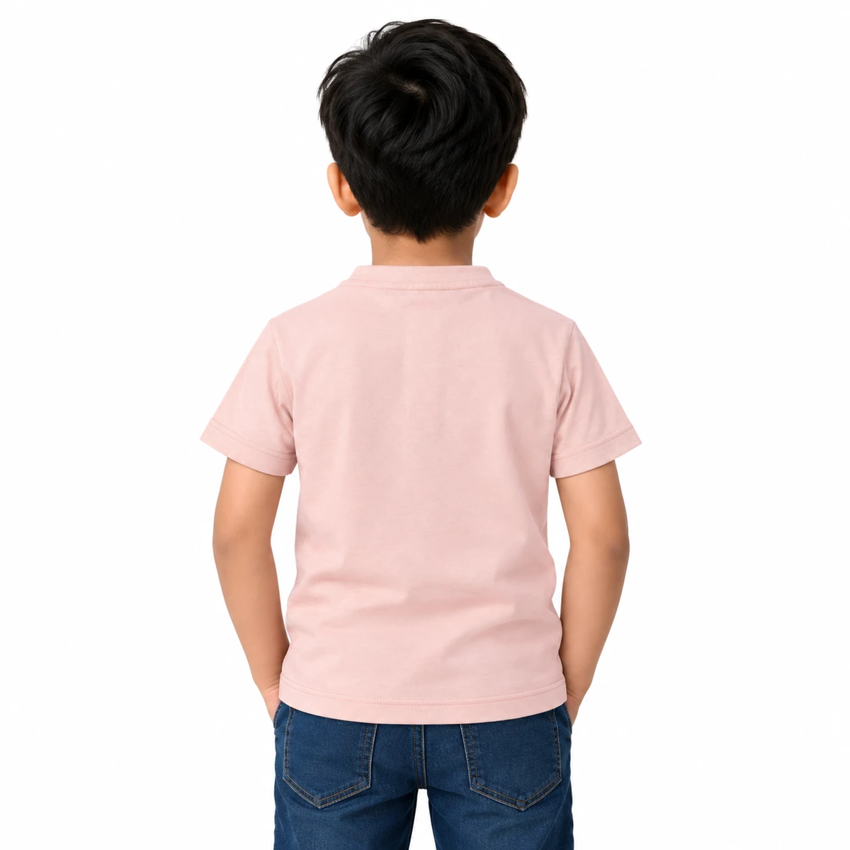 Kids Pink PARIS Round Neck T-Shirt for Boys Back View