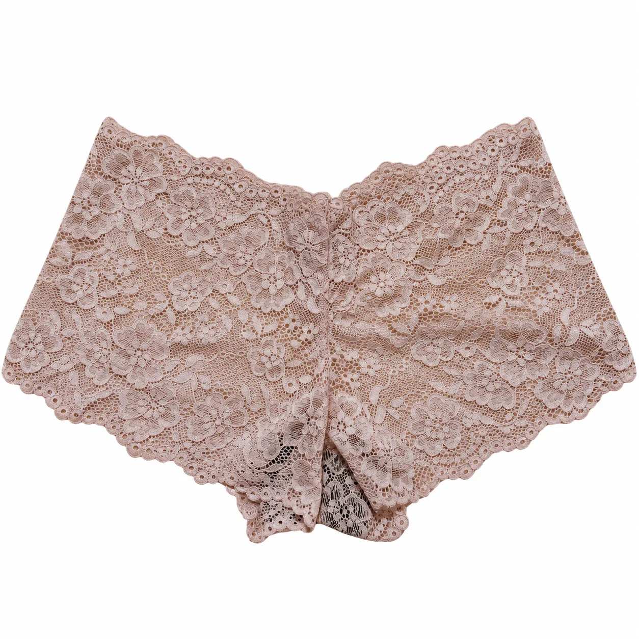 Ladies Light Cream Floral Lace Panty