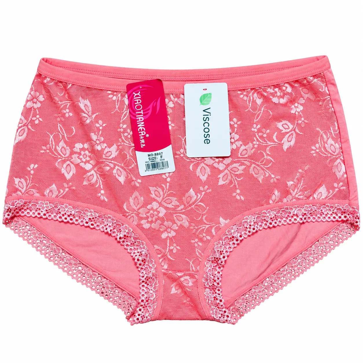 Pink floral lace viscose panty for women