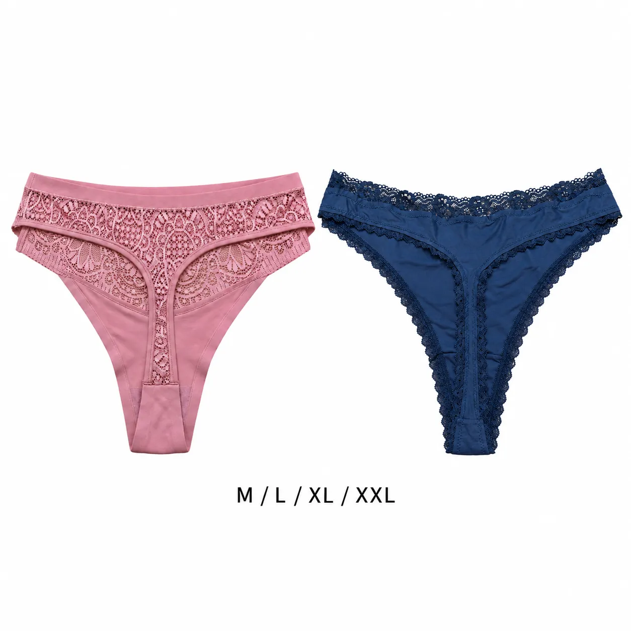 Women's Pink and Navy Blue Lace Panty – M L XL XXL