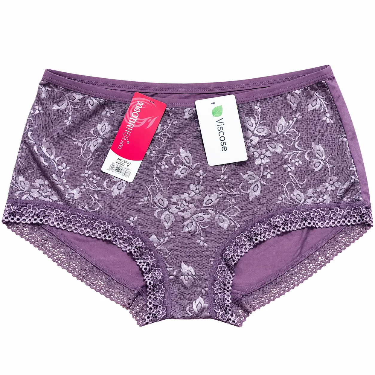 Purple floral lace viscose panty for women